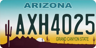 AZ license plate AXH4025