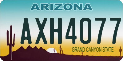 AZ license plate AXH4077