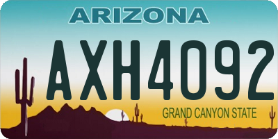 AZ license plate AXH4092