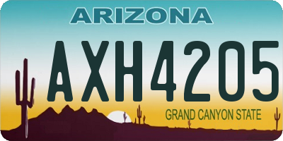 AZ license plate AXH4205