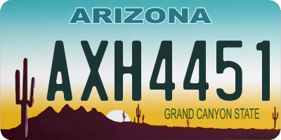 AZ license plate AXH4451