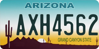 AZ license plate AXH4562