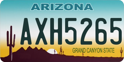 AZ license plate AXH5265