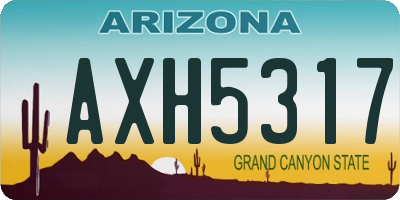 AZ license plate AXH5317