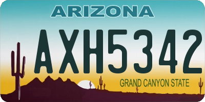 AZ license plate AXH5342