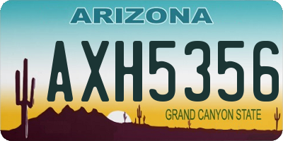 AZ license plate AXH5356