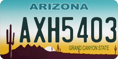 AZ license plate AXH5403