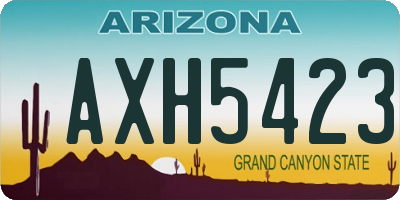 AZ license plate AXH5423