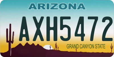 AZ license plate AXH5472