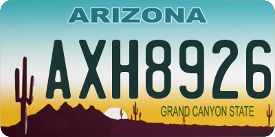 AZ license plate AXH8926
