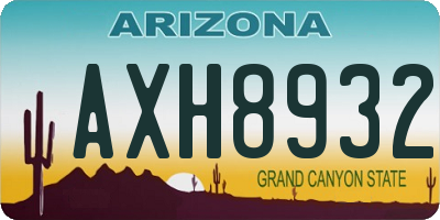 AZ license plate AXH8932