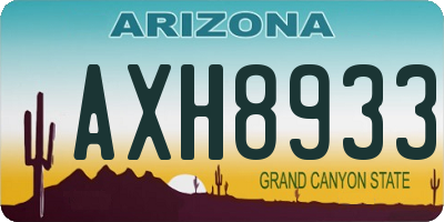AZ license plate AXH8933