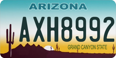 AZ license plate AXH8992