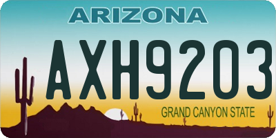 AZ license plate AXH9203