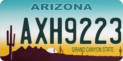 AZ license plate AXH9223
