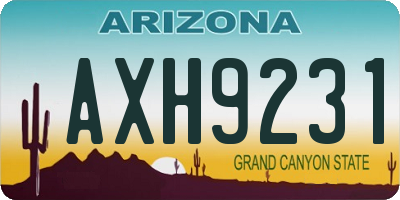AZ license plate AXH9231