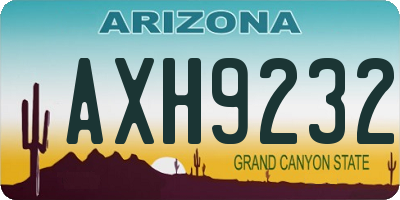 AZ license plate AXH9232