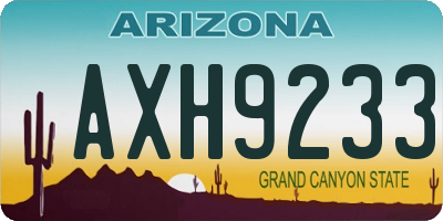 AZ license plate AXH9233