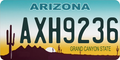 AZ license plate AXH9236