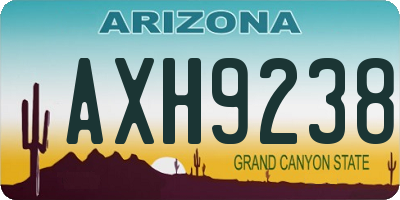 AZ license plate AXH9238