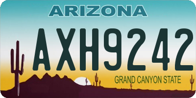 AZ license plate AXH9242