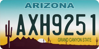 AZ license plate AXH9251