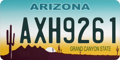 AZ license plate AXH9261