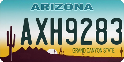 AZ license plate AXH9283