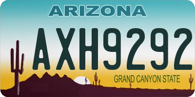 AZ license plate AXH9292