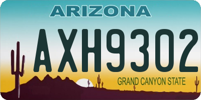 AZ license plate AXH9302
