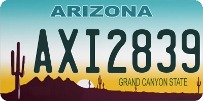 AZ license plate AXI2839