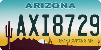 AZ license plate AXI8729