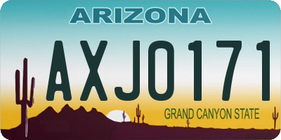 AZ license plate AXJ0171