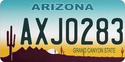 AZ license plate AXJ0283