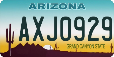 AZ license plate AXJ0929