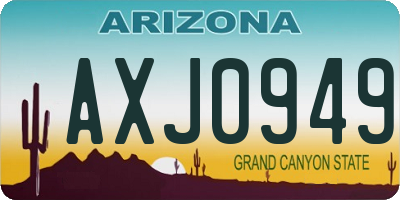 AZ license plate AXJ0949