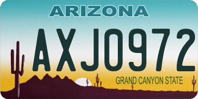 AZ license plate AXJ0972