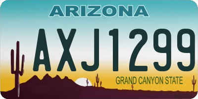 AZ license plate AXJ1299