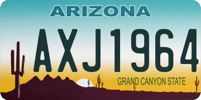 AZ license plate AXJ1964