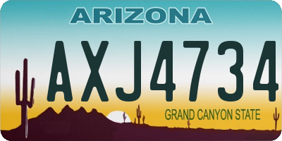 AZ license plate AXJ4734