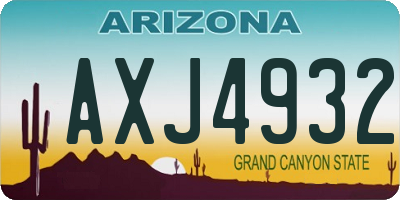 AZ license plate AXJ4932
