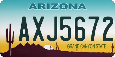AZ license plate AXJ5672