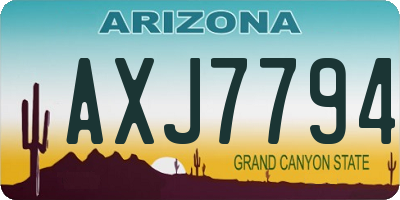 AZ license plate AXJ7794