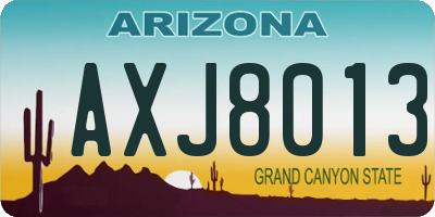 AZ license plate AXJ8013