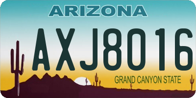 AZ license plate AXJ8016