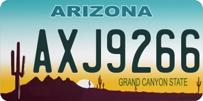 AZ license plate AXJ9266