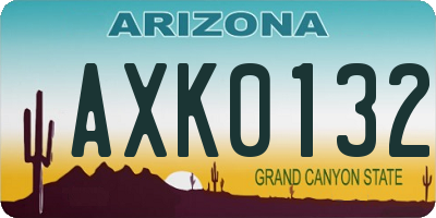 AZ license plate AXK0132