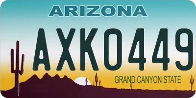 AZ license plate AXK0449