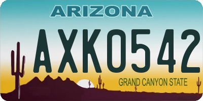 AZ license plate AXK0542