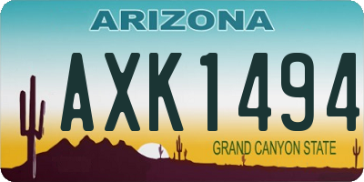 AZ license plate AXK1494